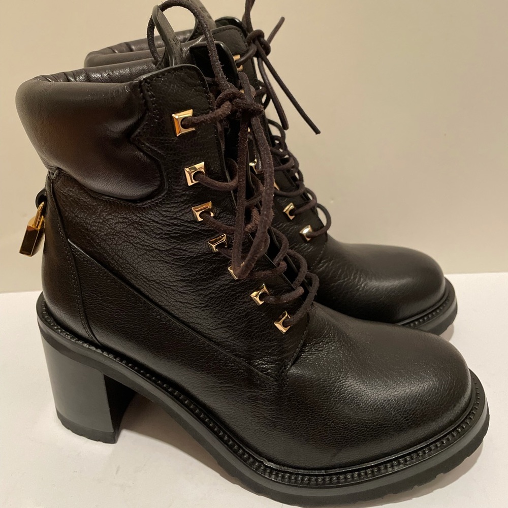 Buscemi Black Leather Combat Boots Sz 36.5